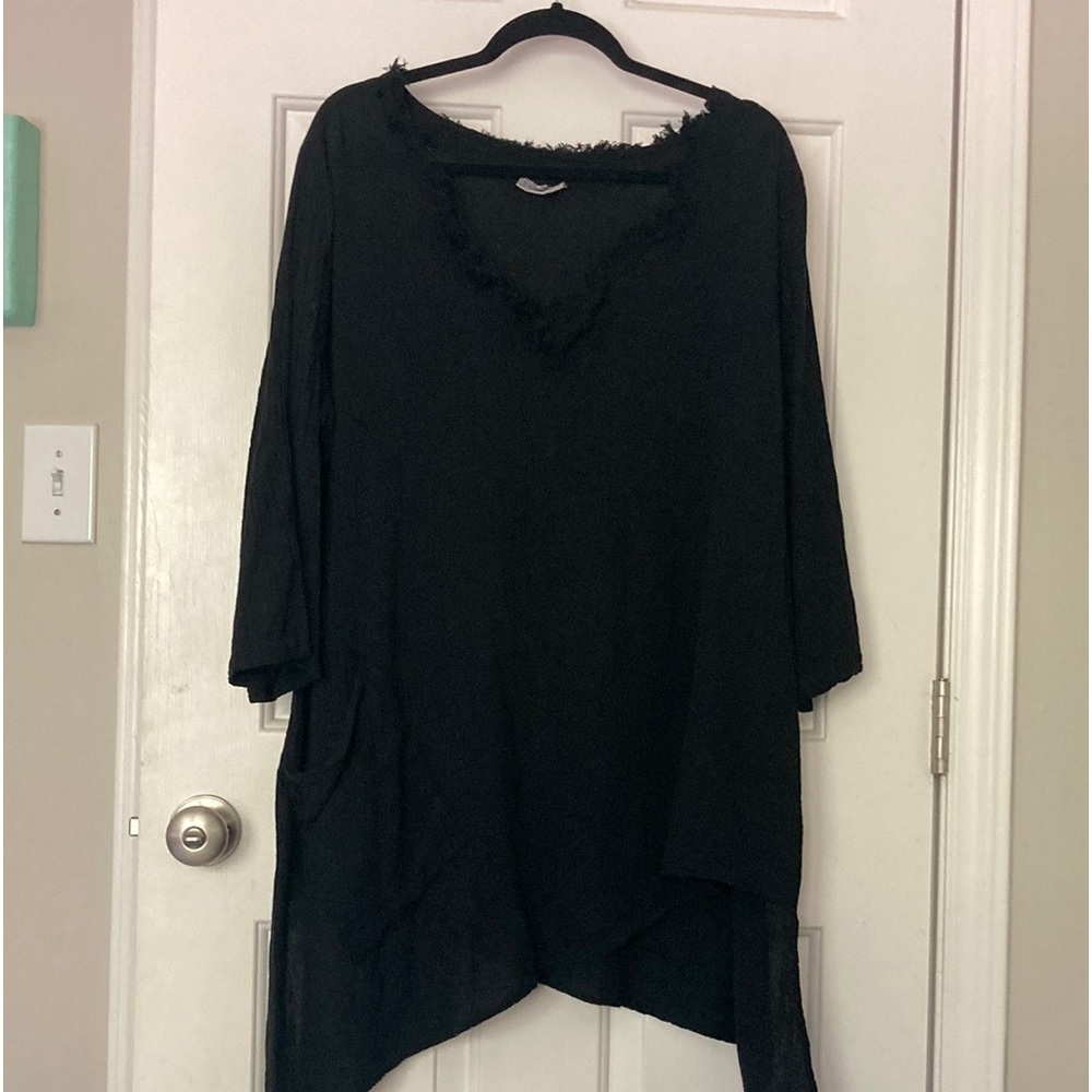 Cottonways Black Asymmetrical Long Sleeves Tunic